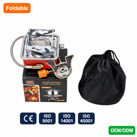 Réchaud de camping au butane mini ultra-compact pliable 95 mm 2800 W à brûleur unique pour cuisson extérieure et alpinisme, personnalisable OEM