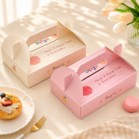 Caja de Embalaje para Panadería Ecológica y Aséptica con Logotipo Personalizado, Caja Portátil Blanca y Rosa para Pastel, Pan y Postres, Resistente a la Grasa