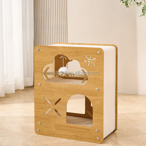 Maison pour chat YOUME de style moderne, en panneau écologique E1, pour intérieur, avec tapis <span class=keywords><strong>à</strong></span> gratter, bâton interactif, certifiée ISO et BSCI - Product Image 2