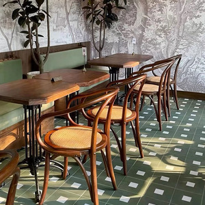 Americana retrò in legno massello <span class=keywords><strong>tavolo</strong></span> quadrato e sedia combinazione caffè ristorante occidentale sedia in legno - Product Image 5