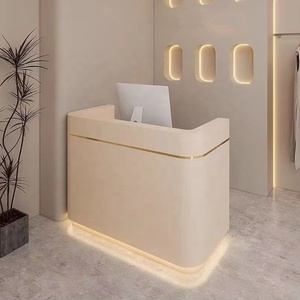Modern <b>Small</b> Marble Metal Cash Register Beauty Salon bar Reception <b>Desk</b> Custom Color Front <b>Desk</b> - Product Image 5