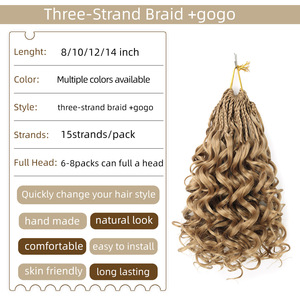 BELEZA 1B Nuevo Producto Fácil de Instalar, Cabello Afro Crochet con Trenzas de Tres Hilos, Color Negro, Extensiones de Cabello <span class=keywords><strong>Gogo</strong></span> Curl - Product Image 5