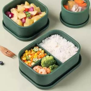 Custom Logo Eco-Friendly 3 Grids Silicone Bento <b>Lunch</b> <b>Box</b> With Lid <b>School</b> Kids Microwaveable & Bpa-Free for Work - Product Image 4