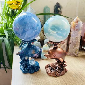 Groothandel Hoge Kwaliteit Quartz Crystal Sphere Dolfijn Stand Bal Basis Voor Decoratie