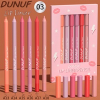DUNUF Set 6 Buah Pena Lipliner Tahan Air Matte Tahan Lama Riasan Bibir Lembut Alami Portabel Lip Liner Kosmetik Istimewa