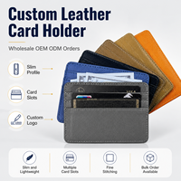 Porte-cartes de crédit fin en cuir PU écologique, multi-fentes, fenêtre d'identification avant, logo personnalisé, blocage RFID, antivol, fermeture magnétique