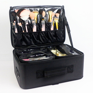 Casing Makeup wanita kapasitas besar, casing kosmetik perjalanan <span class=keywords><strong>Organizer</strong></span> tas Makeup profesional kapasitas besar dengan kompartemen - Product Image 4