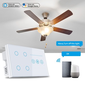 Thông minh chuyển đổi ánh sáng 4 gang wifi với Fan dimmer điều khiển, từ xa tốc độ điều khiển quạt với bốn nút chuyển đổi ánh sáng cho ngôi nhà mới - Product Image 3