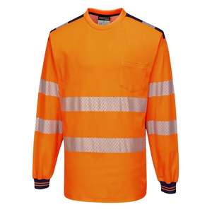 PORTWEST - T185ONRXL PW3 Camiseta de manga larga de alta visibilidad naranja/Azul Marino-EAN 5036108303762 ROPA DE TRABAJO DE LA HI-VIS - Product Image 1