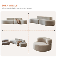 Canapé modulable en velours de style minimaliste, forme cachemire, tons crème, compressé sous vide, pour salon