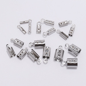 Clips de cordon en acier inoxydable ronds avec points, accessoires de bijoux DIY, boucle de corde pour collier et bracelet, 50 paquets - Product Image 3