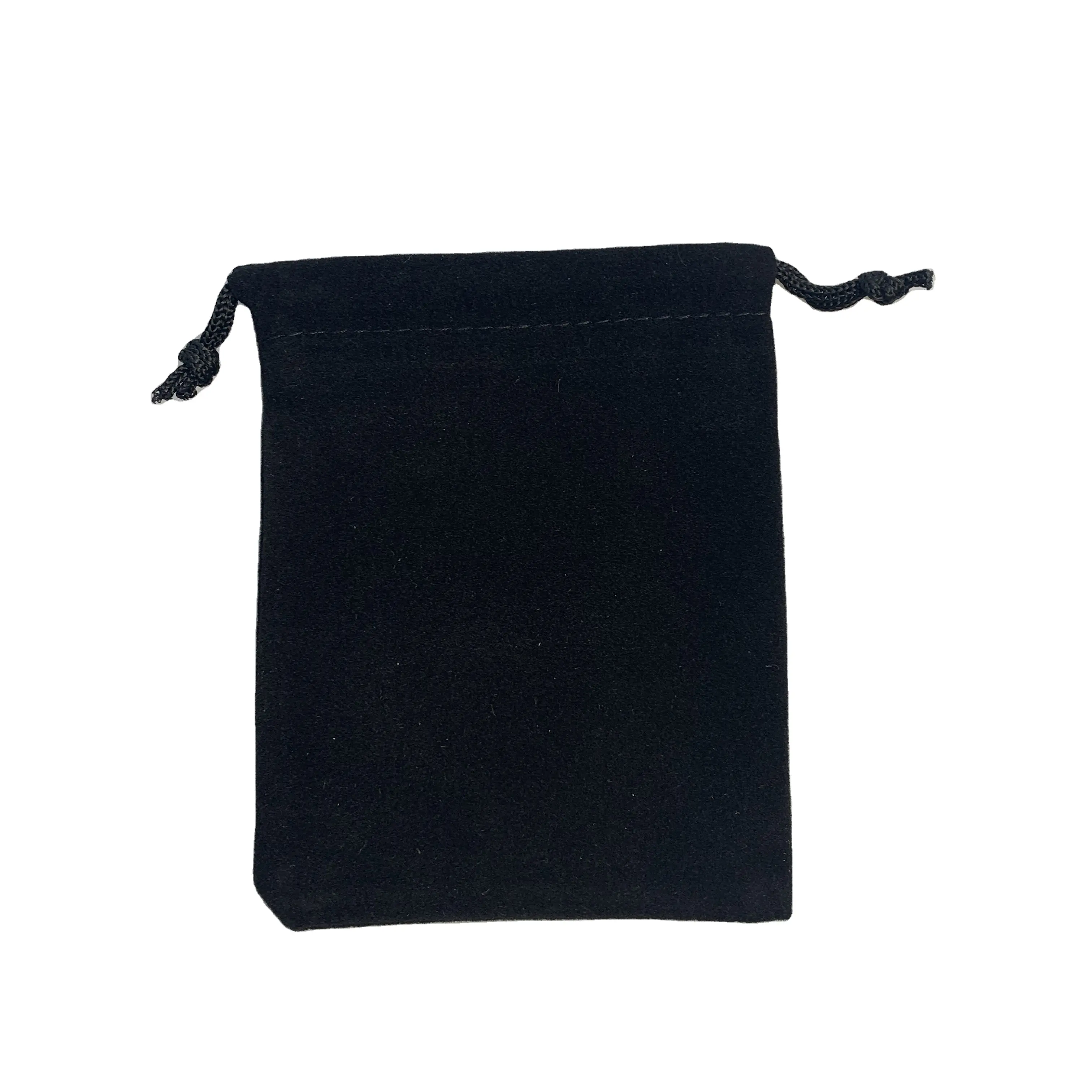 黒9.5 * 8cmベルベットギフトバッグジュエリーサテンダイス用ベルベットポーチ表面タッチジュートカラー印刷をカスタマイズ