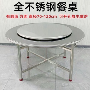 Mesa Redonda Plegable de Acero Inoxidable de 150 cm de Diámetro y 75 cm de Altura para Comedor - Product Image 3