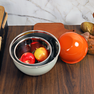 Atacado Grande Capacidade Pintura Spray Finish 304 Aço Inoxidável Colorido Tigela De Mistura Salada Serving Bowl - Product Image 2