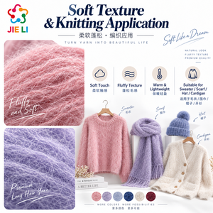 Fil à tricoter mélangé Chongjing 4.2NM, 8% laine, 23% nylon, 56% acrylique, 12% polyester, 1% élasthanne, fil fantaisie pour pull - Product Image 4