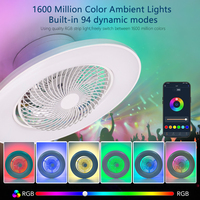 Ventilateur de plafond LED moderne 94W DC en acrylique, dimmable 220V, avec télécommande, 6 vitesses, faible bruit, éclairage de chambre