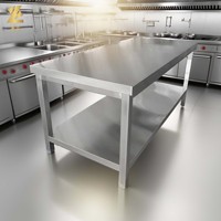 Table de travail de cuisine commerciale Lubo Lanshi LB-0060, pieds carrés, construction en acier inoxydable, capacité de charge de 100 kg, garantie d'un an, non
