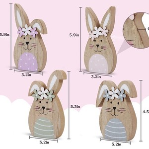 Wooden Easter Bunny Decor Set MDF Rabbit Shape Indoor Party Ornament Spring Gift - Product Image 4