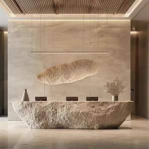 โต๊ะรับแขกไฟเบอร์กลาสสีขาวหรูหรา รุ่น YS-0401 พร้อมไฟ LED ปรับแต่งได้สำหรับสำนักงานและร้านเสริมสวย สปา เฟอร์นิเจอร์ยอดนิยม - Product Image 4