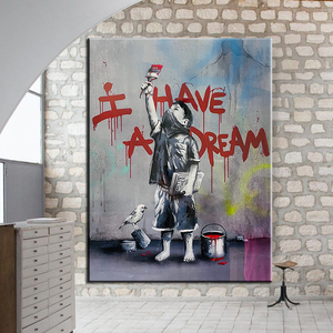 <span class=keywords><strong>Banksy</strong></span> I HAVE A DREAM Pop Street Wall Art Graffiti Picture and poster Canvas Painting For home Decor Cuadros Room Decoration - Product Image 3