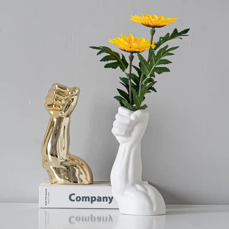 हाथ आधुनिक रचनात्मक पुष्प रचना द्वारा नॉर्डिक शैली फूल फूलदान घर कार्यालय सजावट कमरे में रहने वाले आभूषण सिरेमिक गुलदस्ते
