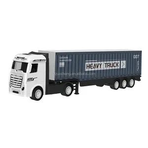 Logotipo personalizado de metal, blanco, amarillo, rojo, modelo a escala, camión deslizante, camión contenedor europeo, modelo de coche de juguete para regalo de empresa