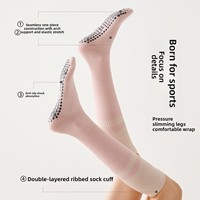 Chaussettes de sport tricotées à rayures de compression pour femmes, antidérapantes, professionnelles, pour le yoga, la course, le fitness et le Pilates, ODM