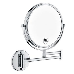 DB 8-Inch <b>LED</b> Wall Mount Round Makeup <b>Mirror</b> 3X Magnification Chrome Finish Bathroom <b>Vanity</b> <b>Mirror</b> - Product Image 1