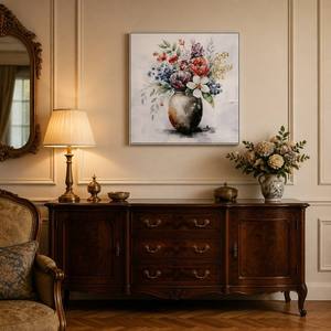 Peinture murale sur toile encadrée, <span class=keywords><strong>bouquet</strong></span> floral aquarelle vintage dans un vase, <span class=keywords><strong>fleurs</strong></span> colorées - Grande Vente - Product Image 3