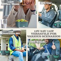 Boîte à lunch chauffante 80W en acier inoxydable 304, chauffe-plat portable 12V 24V 110V pour voiture, camion, bureau, conteneur de repas OEM ODM