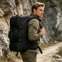 Sac à dos de randonnée grande capacité avec système de ventilation, convertible en sac à bandoulière, sac tactique de chasse, sac de voyage pour la montagne