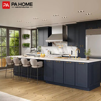 Armoires de cuisine en bois massif bleu, style shaker américain, design moderne personnalisé, pour la vente en gros aux États-Unis