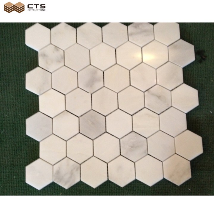 Marble products carrara hexagon mosaic interior wall tile