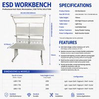 Table de travail antistatique ESD robuste en acier inoxydable pour usine, atelier scolaire, mobilier commercial, panneau métallique