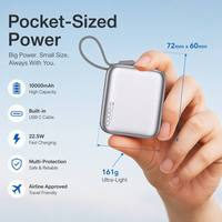 Batterie externe intégrée avec câble USB-C 10000mAh 22W PPS Charge rapide Chargeur de batterie portable 4 indicateurs LED ODM pour téléphone portable
