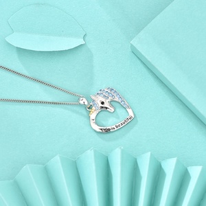 GP139 ciondolo unicorno in argento Sterling vita è bellissimo unicorno in cuore ciondolo collana per donna fidanzata figlia regalo - Product Image 3