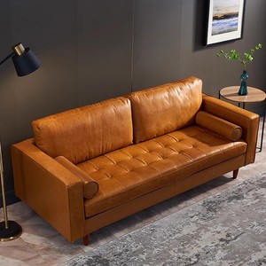 Benutzer definierte Luxus Nordic Brown Leder Schnitts ofa <span class=keywords><strong>Set</strong></span> <span class=keywords><strong>3</strong></span>-Sitzer Modern Home Hotel Möbel Kühl funktion für Villa Resort Verwendung - Product Image 3