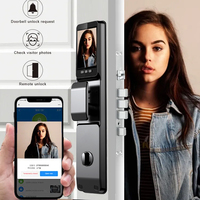 Tuya Fingerabdruck-Smart-Türschloss mit Kamera, 3D-Gesichtserkennung, Fingerabdruck-Digitalschloss, Mobiltelefonsteuerung, 7 Entsperrmöglichkeiten