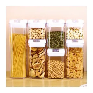 Creative House Kitchen HIPS Clear Cereal Containers Storage Set With Lids Plastic BPA Free Spaghetti Container
