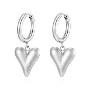 Pendientes colgantes de Cruz de corazón para mujer Pendientes de aro Huggie con colgante de corazón de acero inoxidable chapado en oro de 18 quilates - Product Image 6