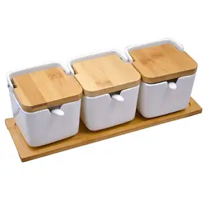 Tuz ve biber seramik baharat kavanoz seti Nordic mutfak seramik baharat kutusu üç parçalı Set seramik baharat kavanoz