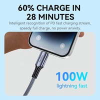 Kabel Pengisian Daya Super Cepat Tipe C 100W 480MBPS Kompatibel PD/SCP untuk iPhone 15-16 iPad MacBook & CarPlay (Aluminium Alloy)