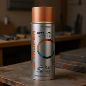 Peinture en aérosol métallisée, finition cuivre, 400 ml, à base d'acrylique, marque Truper, bombe aérosol, haute couverture, utilisation intérieure et extérieure, Mexique - Product Image 2