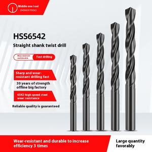 Mata Bor Lurus Baja Kecepatan Tinggi 6542Hss Hitam 1-14mm Mata Bor Putar dengan Gagang Lurus untuk Ujung Bor Berputar - Product Image 6