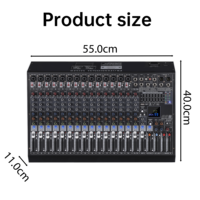 Console de mixage audio professionnelle DX-16 16 canaux avec 14 entrées XLR, 2 bus de groupe pour concert