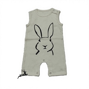 ชุดรอมเปอร์สำหรับเด็กทารกแรกเกิดและเด็กวัยหัดเดินผ้าคอตตอนสีล้วนมีกระดุมแบบปิด - Product Image 1