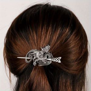Barrettes à cheveux celtiques vikings, épingles à cheveux vintage à nœud celtique, bâtons à cheveux rétro en alliage d'argent, bijoux de barrette à cheveux en métal viking celtique - Product Image 2
