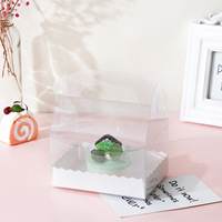 Boîte à pâtisserie carrée en carton transparente, écologique, jetable et autoportante, avec poignée, pour mille-feuille, tranches de gâteau, rouleaux de pâtisserie et autres aliments
