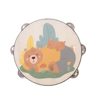 Wooden Kids Tambourine Natural Wood Percussion Musical Toy with Metal Jingles Montessori Sensory Rhythm Instrument for Kids