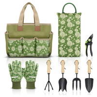 Ensemble d'outils de jardinage Nodou avec manches en bois, pelle, sac de transport, genouillère et gants, aménagement paysager, fabriqué en Chine